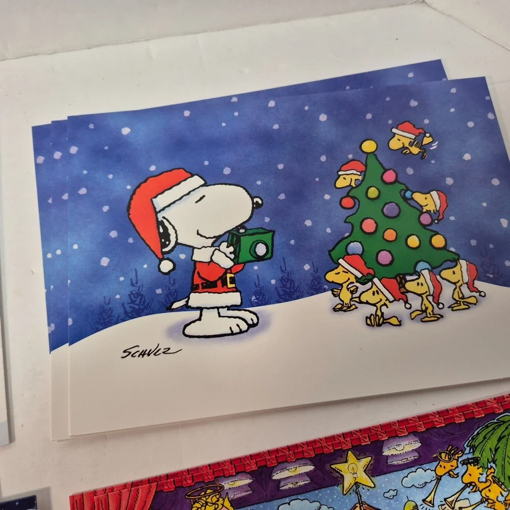 Vtg Peanuts Holiday Christmas Greeting Cards Envelopes Assorted Schulz Lot of 14